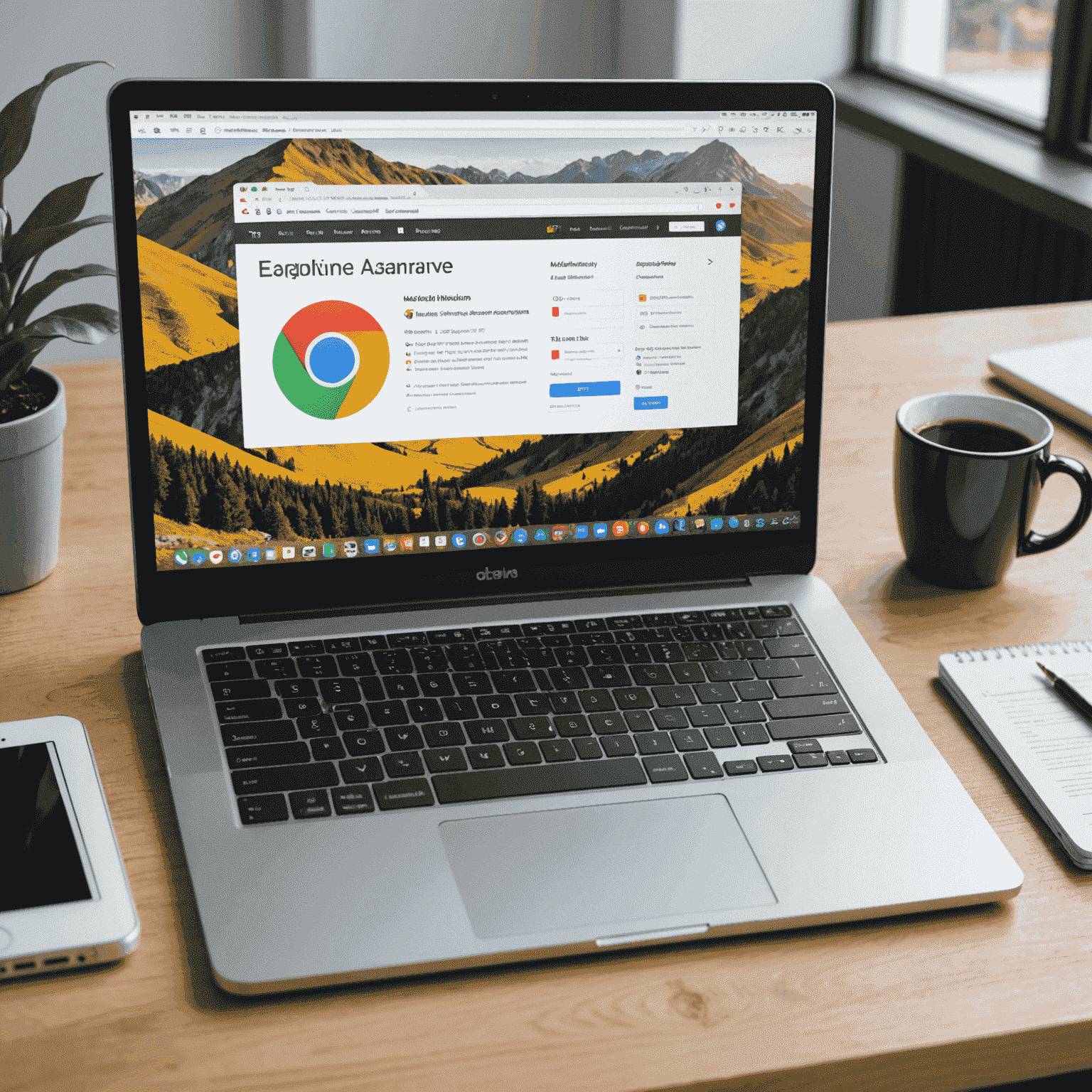 Ein Laptop mit mehreren Browserfenstern, die verschiedene Versionen einer Website in unterschiedlichen Sprachen zeigen. Im Vordergrund sind Übersetzungswerkzeuge und kulturelle Anpassungssymbole zu sehen.