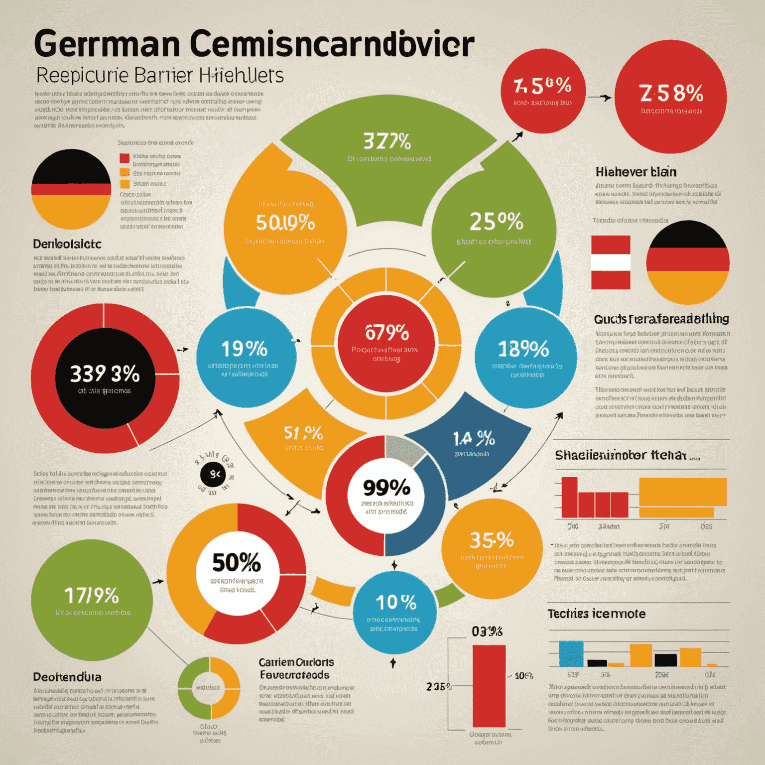 Infografik mit Statistiken zum deutschen Konsumverhalten, zeigt Diagramme zu Kaufpräferenzen und Online-Shopping-Gewohnheiten